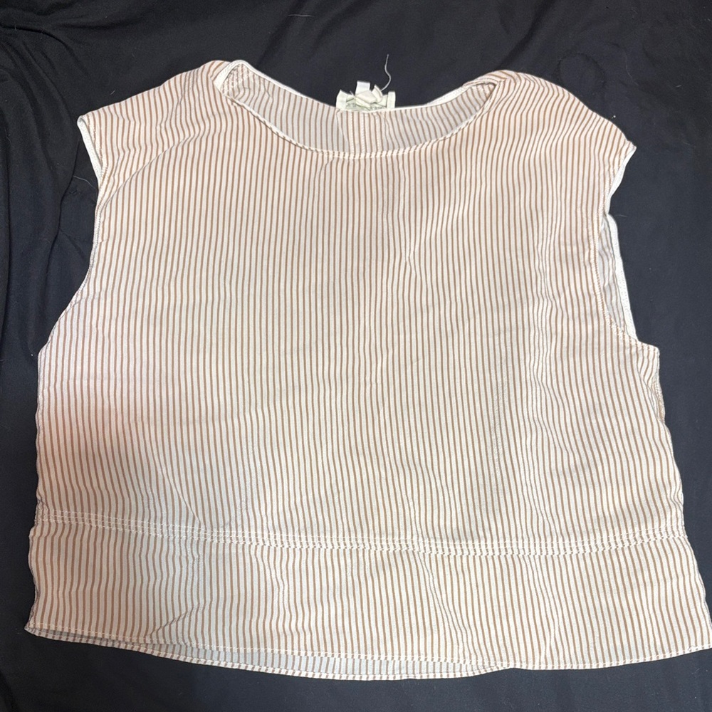 rag & bone White and Tan Striped Blouse